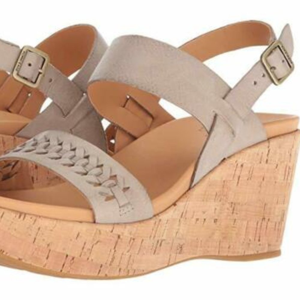 Kork Ease $145 Gray Eggshell Austin Braid Wedge 11 - Picture 2 of 2